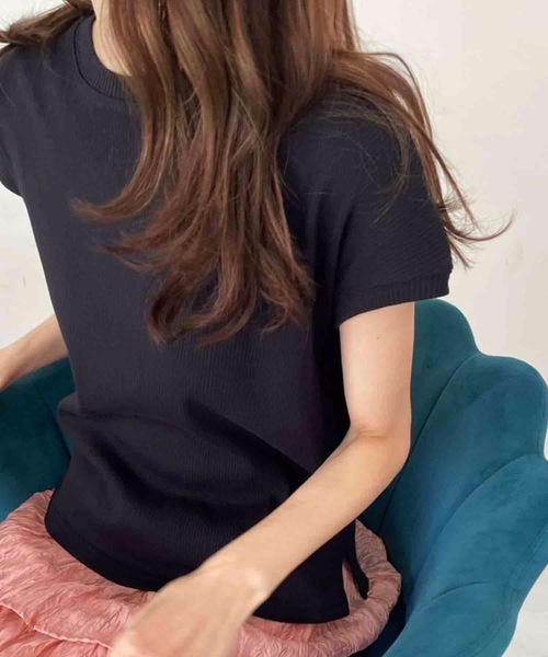 M y u（ミュー）の「ソフトタッチリブ フレンチカットソー（Tシャツ/カットソー・レディース・ホワイト/ブラック/ネイビー/ベージュ・LARGE/MEDIUM）」の3枚目の写真