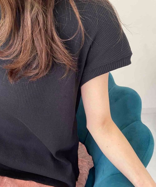 M y u（ミュー）の「ソフトタッチリブ フレンチカットソー（Tシャツ/カットソー・レディース・ホワイト/ブラック/ネイビー/ベージュ・LARGE/MEDIUM）」の8枚目の写真