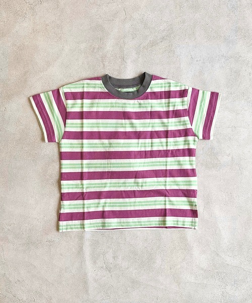 BIG FIELD（ビッグフィールド）の「ボーダーカラーTシャツ（80～150cm）（Tシャツ/カットソー・キッズ・グリーン/レッド/パープル・95/140/150/90/100/110/120/80/130）」の6枚目の写真