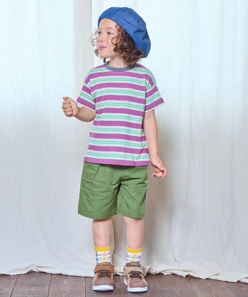 BIG FIELD（ビッグフィールド）の「ボーダーカラーTシャツ（80～150cm）（Tシャツ/カットソー・キッズ・グリーン/レッド/パープル・95/140/150/90/100/110/120/80/130）」の14枚目の写真