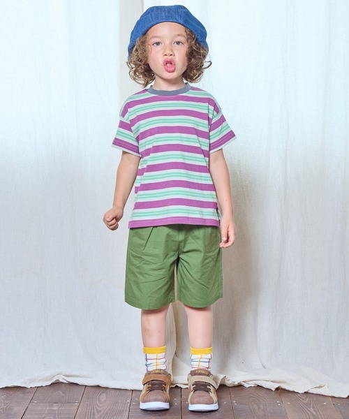 BIG FIELD（ビッグフィールド）の「ボーダーカラーTシャツ（80～150cm）（Tシャツ/カットソー・キッズ・グリーン/レッド/パープル・95/140/150/90/100/110/120/80/130）」の15枚目の写真