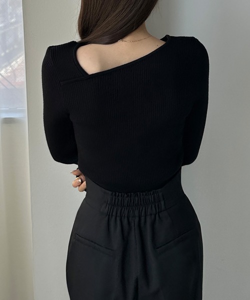 Louere（ルエレ）の「アシメネックリブニット（ニット/セーター・レディース・アイボリー/ブラック/グレイッシュベージュ/グレー/チャコール/ホワイト/ネイビー・X-LARGE/SMALL/MEDIUM/LARGE）」の10枚目の写真