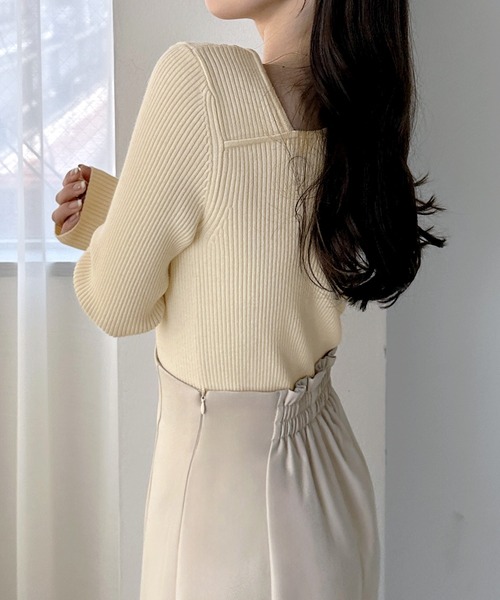 ルエレ Louere Louere ゴールドボタンリブニット （チャコール） ゴールドボタンリブニット | Louere (ルエレ)｜公式LOOKBOOK