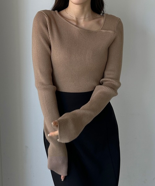 Louere（ルエレ）の「アシメネックリブニット（ニット/セーター・レディース・アイボリー/ブラック/グレイッシュベージュ/グレー/チャコール/ホワイト/ネイビー・X-LARGE/SMALL/MEDIUM/LARGE）」の16枚目の写真