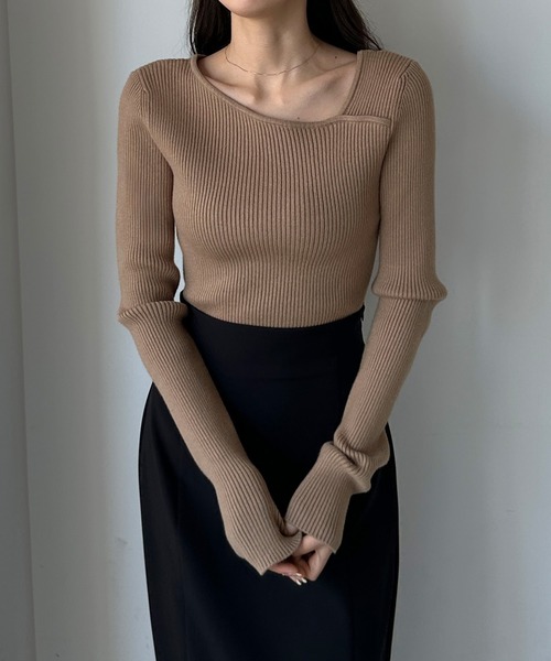 Louere（ルエレ）の「アシメネックリブニット（ニット/セーター・レディース・アイボリー/ブラック/グレイッシュベージュ/グレー/チャコール/ホワイト/ネイビー・X-LARGE/SMALL/MEDIUM/LARGE）」の17枚目の写真