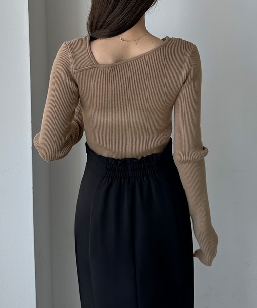 Louere（ルエレ）の「アシメネックリブニット（ニット/セーター・レディース・アイボリー/ブラック/グレイッシュベージュ/グレー/チャコール/ホワイト/ネイビー・X-LARGE/SMALL/MEDIUM/LARGE）」の18枚目の写真