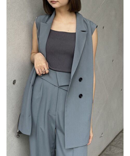 MURUA（ムルーア）の「【SET UP対応】ピークドラペルベルトジレ（ベスト・レディース・ブルー/ダークグレー/ブラウン・FREE）」の3枚目の写真