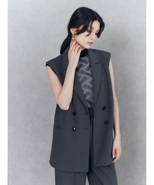 MURUA（ムルーア）の「【SET UP対応】ピークドラペルベルトジレ（ベスト・レディース・ブルー/ダークグレー/ブラウン・FREE）」の6枚目の写真