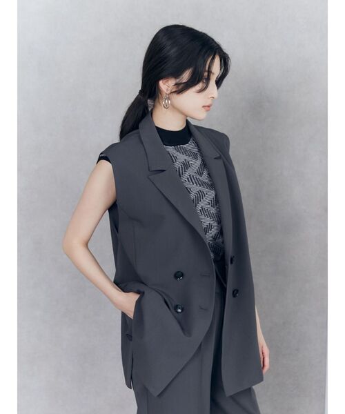 MURUA（ムルーア）の「【SET UP対応】ピークドラペルベルトジレ（ベスト・レディース・ブルー/ダークグレー/ブラウン・FREE）」の7枚目の写真