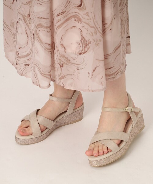 ESPERANZA（エスペランサ）の「ラメ厚底ウエッジサンダル（サンダル・レディース・ベージュ系/ブラック系・L/M/S/LL）」の21枚目の写真