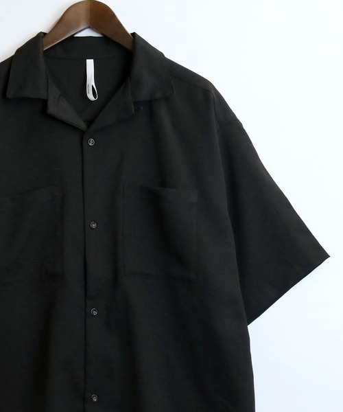 HALHAM（ハルハム）の「リネンライク オープンカラー シャツ/半袖シャツ【IR】（シャツ/ブラウス・メンズ・チャコールグレー/グレイッシュベージュ/ブラック・L/XL/M）」の2枚目の写真