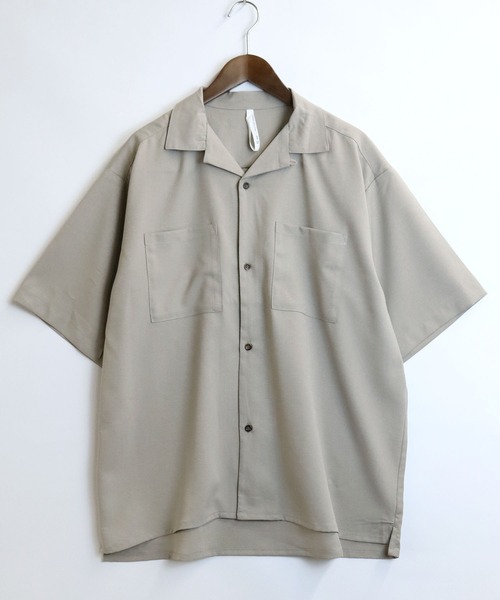 HALHAM（ハルハム）の「リネンライク オープンカラー シャツ/半袖シャツ【IR】（シャツ/ブラウス・メンズ・チャコールグレー/グレイッシュベージュ/ブラック・L/XL/M）」の6枚目の写真