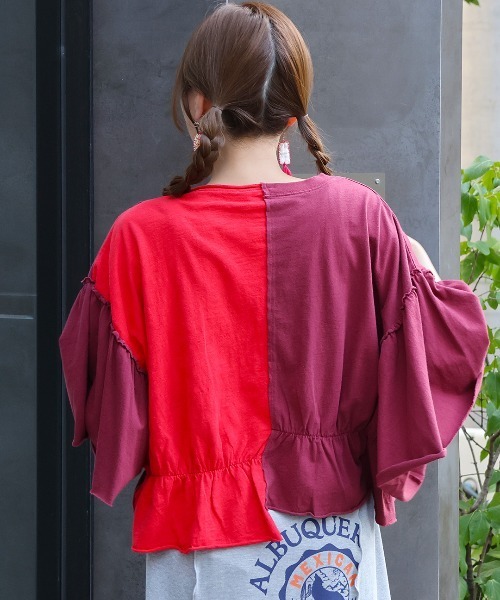 チチカカ(チチカカ)の「リメイク風ギャザースリーブTシャツ(Tシャツ/カットソー・レディース・カーキ/チャコールグレー/レッド・FREE)」の20枚目の写真