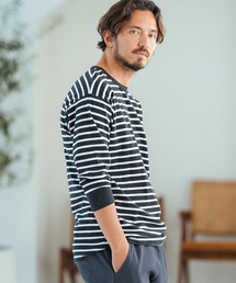 Magine | mlt4789-Border Pattern Span Fraise 3-4 Sleeve Cut Sew 7分袖Tシャツ(Tシャツ/カットソー)