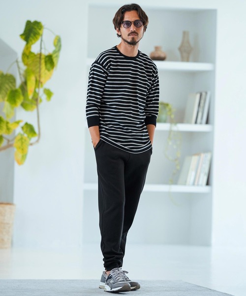 Magine（マージン）の「mlt4789-Border Pattern Span Fraise 3-4 Sleeve Cut Sew 7分袖Tシャツ（Tシャツ/カットソー・メンズ・グレー×ホワイト/ブラック×グレー/ブラック×ホワイト・44/46/48）」の7枚目の写真