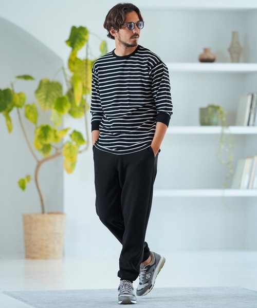 Magine（マージン）の「mlt4789-Border Pattern Span Fraise 3-4 Sleeve Cut Sew 7分袖Tシャツ（Tシャツ/カットソー・メンズ・グレー×ホワイト/ブラック×グレー/ブラック×ホワイト・44/46/48）」の8枚目の写真