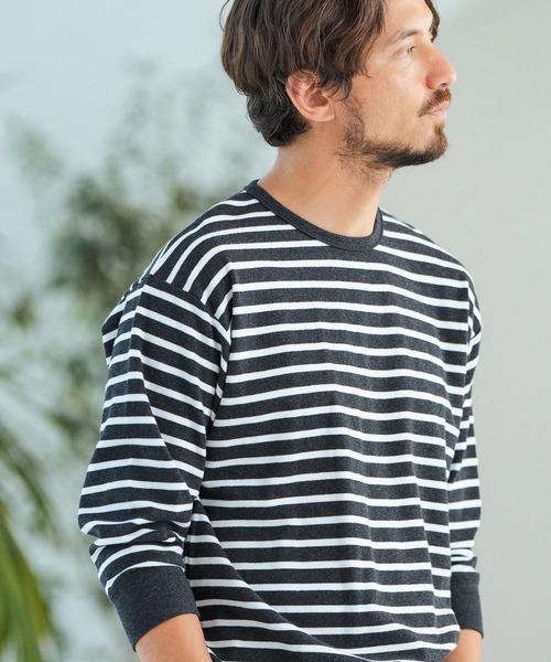 Magine（マージン）の「mlt4789-Border Pattern Span Fraise 3-4 Sleeve Cut Sew 7分袖Tシャツ（Tシャツ/カットソー・メンズ・グレー×ホワイト/ブラック×グレー/ブラック×ホワイト・44/46/48）」の15枚目の写真