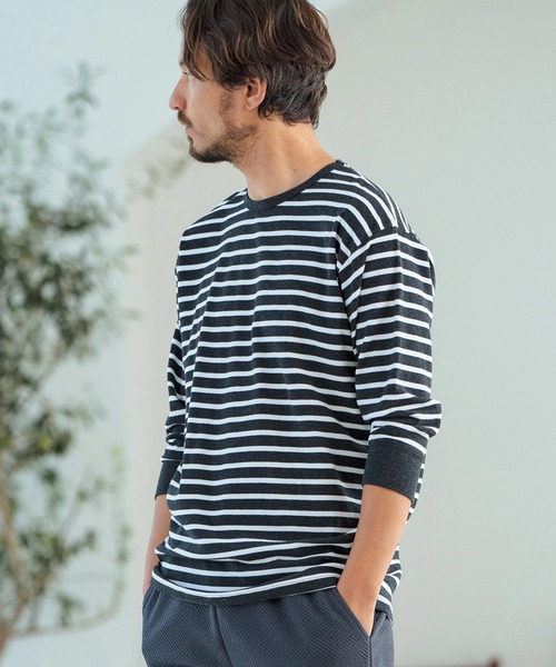 Magine（マージン）の「mlt4789-Border Pattern Span Fraise 3-4 Sleeve Cut Sew 7分袖Tシャツ（Tシャツ/カットソー・メンズ・グレー×ホワイト/ブラック×グレー/ブラック×ホワイト・44/46/48）」の16枚目の写真