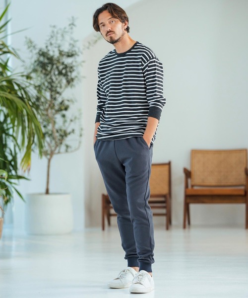 Magine（マージン）の「mlt4789-Border Pattern Span Fraise 3-4 Sleeve Cut Sew 7分袖Tシャツ（Tシャツ/カットソー・メンズ・グレー×ホワイト/ブラック×グレー/ブラック×ホワイト・44/46/48）」の17枚目の写真