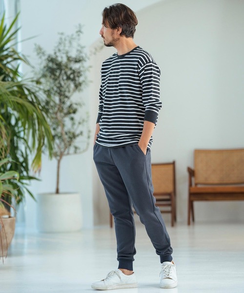 Magine（マージン）の「mlt4789-Border Pattern Span Fraise 3-4 Sleeve Cut Sew 7分袖Tシャツ（Tシャツ/カットソー・メンズ・グレー×ホワイト/ブラック×グレー/ブラック×ホワイト・44/46/48）」の18枚目の写真
