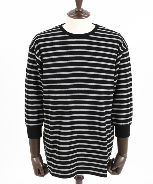 Magine（マージン）の「mlt4789-Border Pattern Span Fraise 3-4 Sleeve Cut Sew 7分袖Tシャツ（Tシャツ/カットソー・メンズ・グレー×ホワイト/ブラック×グレー/ブラック×ホワイト・44/46/48）」の19枚目の写真