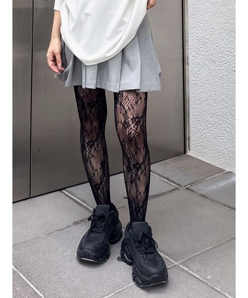 GYDA(ジェイダ)の「デザインラッセルタイツ(タイツ/ストッキング・レディース・ブラック・SMALL)」の1枚目の写真