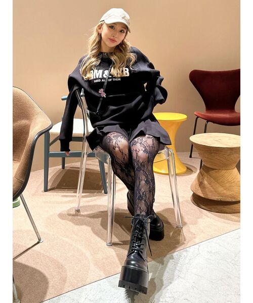 GYDA(ジェイダ)の「デザインラッセルタイツ(タイツ/ストッキング・レディース・ブラック・SMALL)」の5枚目の写真