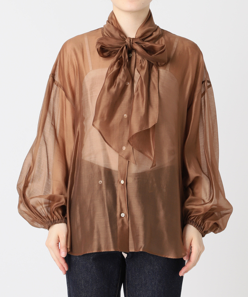 journal standard L'essage（ジャーナルスタンダードレサージュ）の「オーガンジーボウタイブラウス（シャツ/ブラウス・レディース・チャコールグレー/ネイビー/ブラウン・FREE）」の17枚目の写真