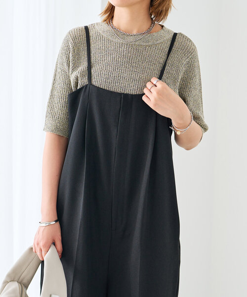 un dix cors（アンディコール）の「《オールシーズン使いが叶う》ツイルサロペット（サロペット/オーバーオール・レディース・グレー/ブラック・FREE）」の4枚目の写真