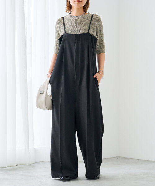 un dix cors（アンディコール）の「《オールシーズン使いが叶う》ツイルサロペット（サロペット/オーバーオール・レディース・グレー/ブラック・FREE）」の7枚目の写真