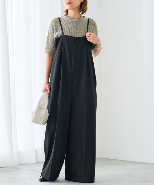 un dix cors（アンディコール）の「《オールシーズン使いが叶う》ツイルサロペット（サロペット/オーバーオール・レディース・グレー/ブラック・FREE）」の8枚目の写真