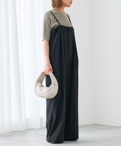 un dix cors（アンディコール）の「《オールシーズン使いが叶う》ツイルサロペット（サロペット/オーバーオール・レディース・グレー/ブラック・FREE）」の9枚目の写真