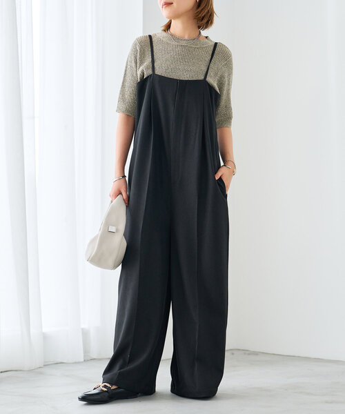 un dix cors（アンディコール）の「《オールシーズン使いが叶う》ツイルサロペット（サロペット/オーバーオール・レディース・グレー/ブラック・FREE）」の12枚目の写真