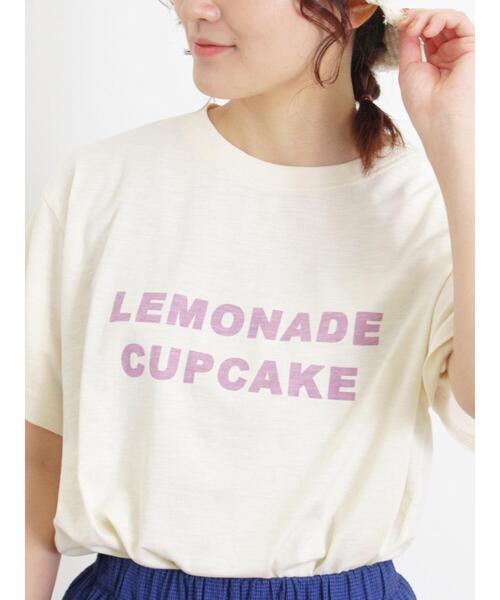 Samansa Mos2（サマンサ モスモス）の「【UVカット】スラブ天竺ロゴアソートTシャツ（Tシャツ/カットソー・レディース・オフホワイト/ベージュ/ピンク/ブラウン・F）」の2枚目の写真