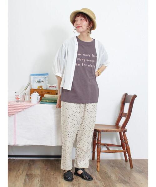 Samansa Mos2（サマンサ モスモス）の「【UVカット】スラブ天竺ロゴアソートTシャツ（Tシャツ/カットソー・レディース・オフホワイト/ベージュ/ピンク/ブラウン・F）」の13枚目の写真