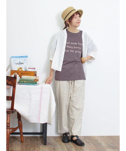 Samansa Mos2（サマンサ モスモス）の「【UVカット】スラブ天竺ロゴアソートTシャツ（Tシャツ/カットソー・レディース・オフホワイト/ベージュ/ピンク/ブラウン・F）」の14枚目の写真