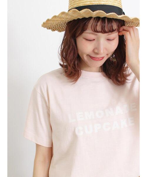 Samansa Mos2（サマンサ モスモス）の「【UVカット】スラブ天竺ロゴアソートTシャツ（Tシャツ/カットソー・レディース・オフホワイト/ベージュ/ピンク/ブラウン・F）」の16枚目の写真