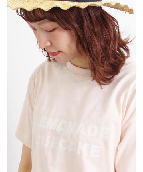 Samansa Mos2（サマンサ モスモス）の「【UVカット】スラブ天竺ロゴアソートTシャツ（Tシャツ/カットソー・レディース・オフホワイト/ベージュ/ピンク/ブラウン・F）」の17枚目の写真