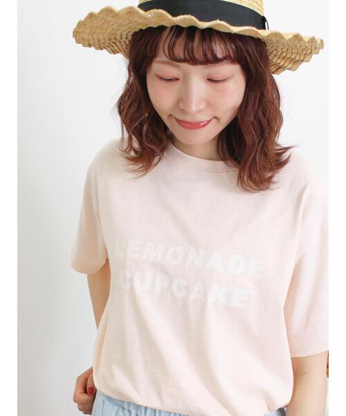 Samansa Mos2（サマンサ モスモス）の「【UVカット】スラブ天竺ロゴアソートTシャツ（Tシャツ/カットソー・レディース・オフホワイト/ベージュ/ピンク/ブラウン・F）」の18枚目の写真