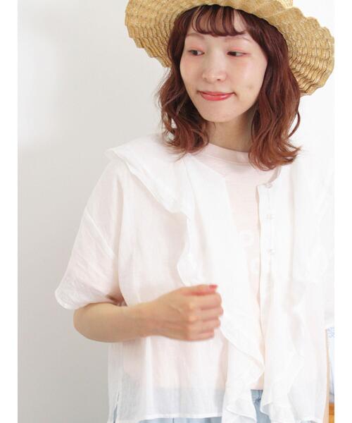 Samansa Mos2（サマンサ モスモス）の「【UVカット】スラブ天竺ロゴアソートTシャツ（Tシャツ/カットソー・レディース・オフホワイト/ベージュ/ピンク/ブラウン・F）」の19枚目の写真