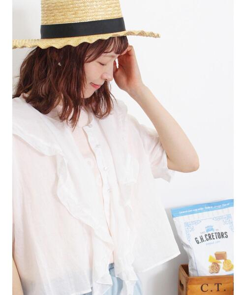 Samansa Mos2（サマンサ モスモス）の「【UVカット】スラブ天竺ロゴアソートTシャツ（Tシャツ/カットソー・レディース・オフホワイト/ベージュ/ピンク/ブラウン・F）」の20枚目の写真