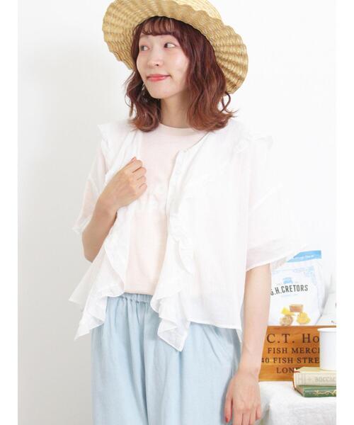 Samansa Mos2（サマンサ モスモス）の「【UVカット】スラブ天竺ロゴアソートTシャツ（Tシャツ/カットソー・レディース・オフホワイト/ベージュ/ピンク/ブラウン・F）」の21枚目の写真