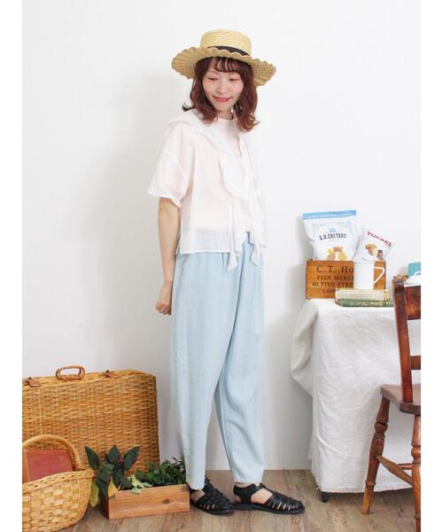 Samansa Mos2（サマンサ モスモス）の「【UVカット】スラブ天竺ロゴアソートTシャツ（Tシャツ/カットソー・レディース・オフホワイト/ベージュ/ピンク/ブラウン・F）」の22枚目の写真