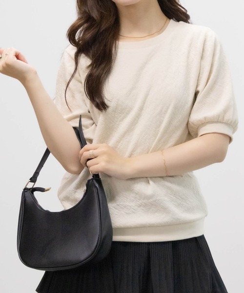 NAVY(ネイビー)の「NAVY 花柄ジャガードプルオーバー5分袖(Tシャツ/カットソー・レディース・オフホワイト/ブラック/ピンク・M/L)」の2枚目の写真