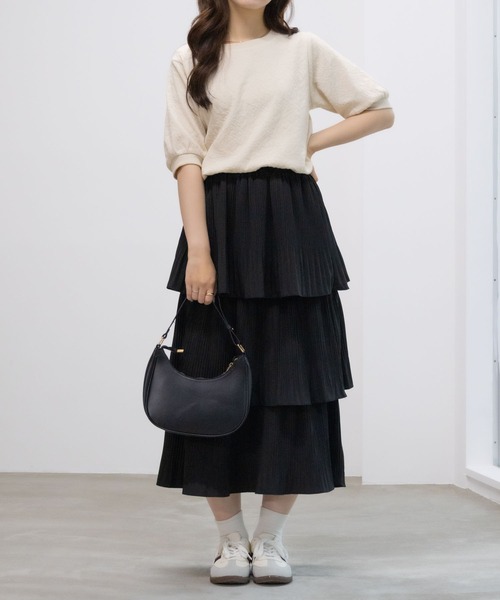 NAVY（ネイビー）の「NAVY 花柄ジャガードプルオーバー5分袖（Tシャツ/カットソー・レディース・オフホワイト/ブラック/ピンク・M/L）」の8枚目の写真