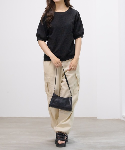 NAVY(ネイビー)の「NAVY 花柄ジャガードプルオーバー5分袖(Tシャツ/カットソー・レディース・オフホワイト/ブラック/ピンク・M/L)」の7枚目の写真