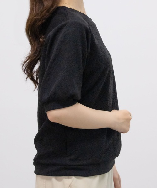 NAVY（ネイビー）の「NAVY 花柄ジャガードプルオーバー5分袖（Tシャツ/カットソー・レディース・オフホワイト/ブラック/ピンク・M/L）」の18枚目の写真