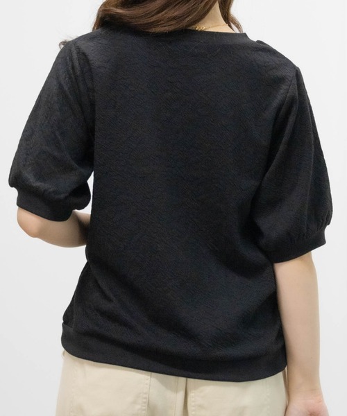 NAVY(ネイビー)の「NAVY 花柄ジャガードプルオーバー5分袖(Tシャツ/カットソー・レディース・オフホワイト/ブラック/ピンク・M/L)」の17枚目の写真