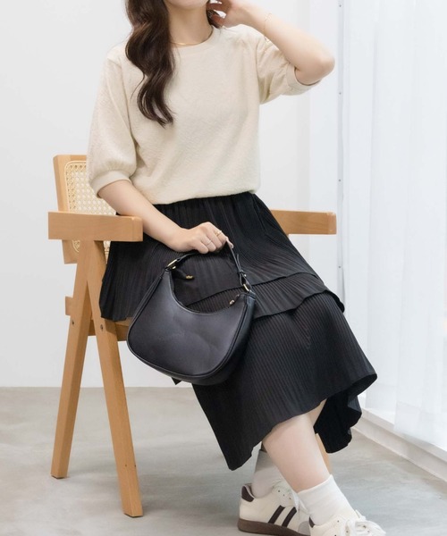 NAVY（ネイビー）の「NAVY 花柄ジャガードプルオーバー5分袖（Tシャツ/カットソー・レディース・オフホワイト/ブラック/ピンク・M/L）」の4枚目の写真