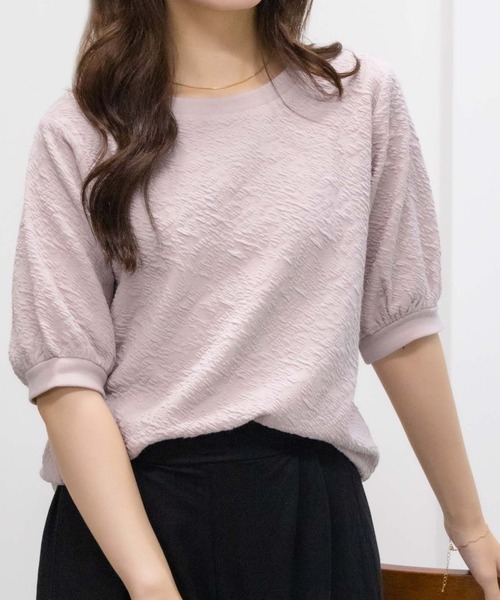 NAVY（ネイビー）の「NAVY 花柄ジャガードプルオーバー5分袖（Tシャツ/カットソー・レディース・オフホワイト/ブラック/ピンク・M/L）」の19枚目の写真